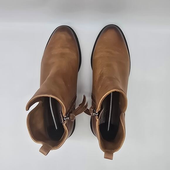 Franco Sarto Women's Leather Hyla Side Zip Chelsea Ankle Booties Brown Size 9M - Picture 4 of 10